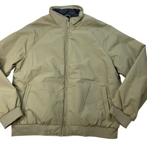 Faded Glory Bomber Jacket Mens L Khaki Fleece Lined Full Zip Pockets Windbreaker
